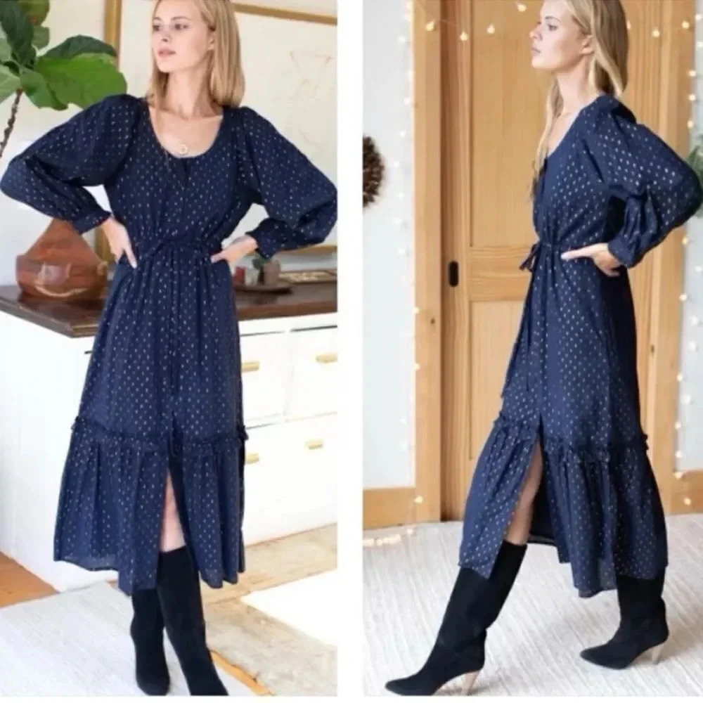 Emerson Fry India Collection Lucy Lake Dot Dress sz S